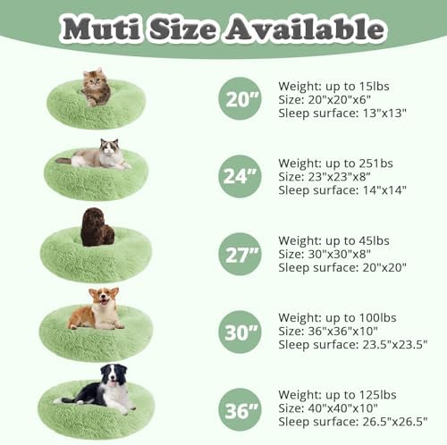 JOLLYVOGUE Dog & Cat Bed, Calming Anti-Anxiety Pet Bed for Small Dogs, Fluffy Donut Cushion for Small and Medium Pets (20")