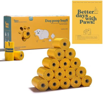 Dog Poop Bags Rolls Extra thick and Guaranteed Leak Proof Poop Bags for Dogs,270 Count 18 Rolls,Unscented,Cornstarch Based Doggie Poop Bag for Puppy and Big Dogs