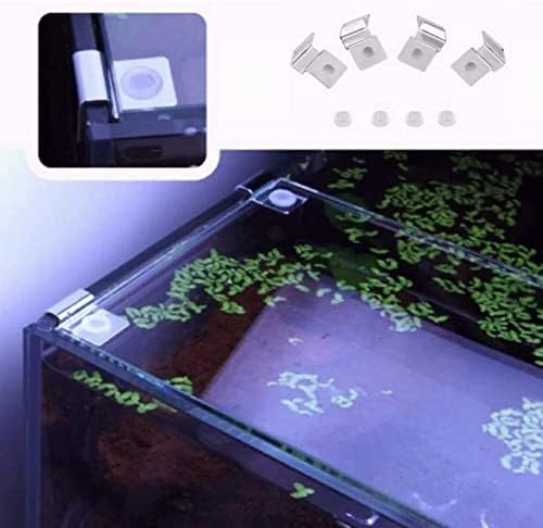 4Pcs Aquarium Cover Clip, Fish Glass Covers Clips Stainless Steel Material Aquarium Glass Cover Support Bracket Universal Lid Clips for Rimless Tanks(10mm)