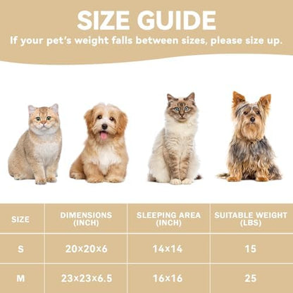 Zerbuger 23in Leopard Round Dog Bed Sofa for Dogs Cats, Machine Washable