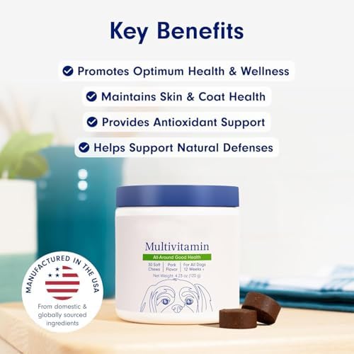 Dog Multivitamin-22‑in‑1 Multivitamin Chews for Dogs, Digestive and Immune Supplement Supports Skin Coat Joint Immunity for All Breeds