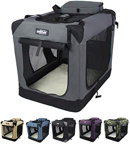 EliteField 3-Door Soft Dog Crate with Bed & Carrying Bag (2-Year Warranty)