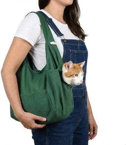 Cat-in-the-Bag Cozy Comfort Carrier - Small Green Pet Carrier and Cat Carrier Soft for Cutting Nails, Vet Visits, Medication Administration, Dental Care, & Travel