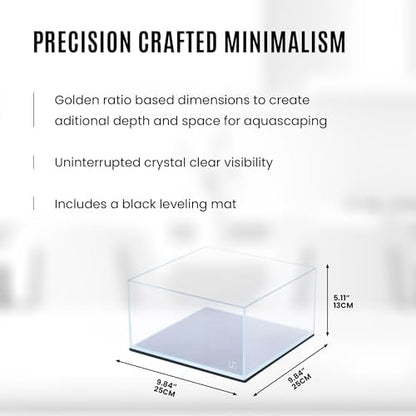 Ultum Nature Systems Ultra Clear Rimless Aquarium - Low Iron Glass Fish Tank with 45° Mitered Edges, 5mm-12mm Thick, Leveling Mat Included (25S, Shallow, 2 Gallon)