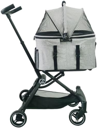ROODO 2026 Upgraded Version 3 in 1 Dog Cat Stroller with Detachable Carrier Lightweight Folding Portable All Terrain Pet Travel System Puppy Kitty Doggie Bunny Stroller for 30lbs(Light Grey)