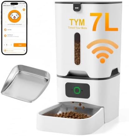 7L Automatic Cat Feeder, WiFi Timed Food Dispenser for Cats Small Pets