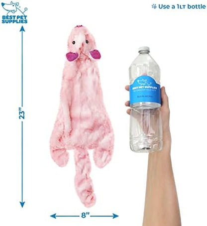 Best Pet Supplies 2-in-1 Stuffless Squeaky Dog Toy - Pack of 4, Large