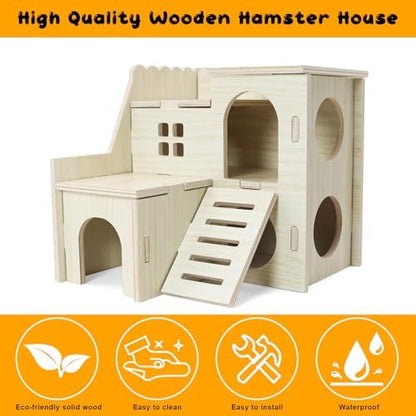 Hamster Hideout Tiny Maze Wood House with Slide (Pygmy Rats Only)