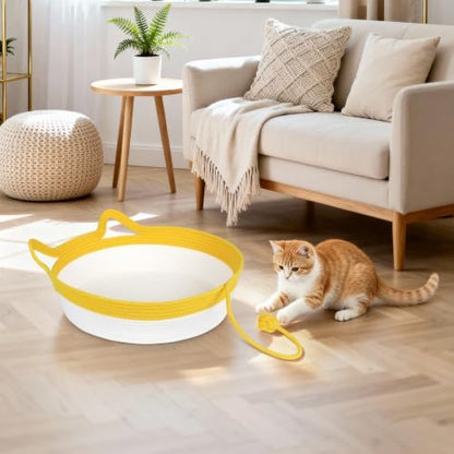 Cotton Rope Cat Bed, Instinct Hand Woven Cat Basket with Rope Tail