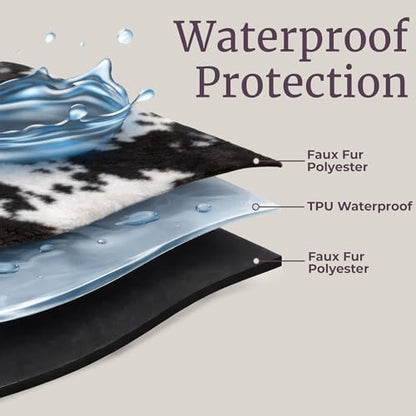 Lavish Home Waterproof Blanket for Bed, Couch, or Car, Cow Print, 60”x80”