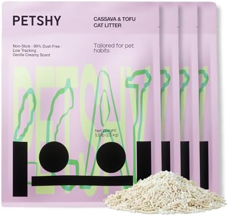 Cassava & Tofu Mixed Cat Litter - Plant-Based & Natural Ingredients, Non-Stick, Fast Clumping, 99% Dust Free for Litter Box - Scented, 22lb (5.5lbx4bags)