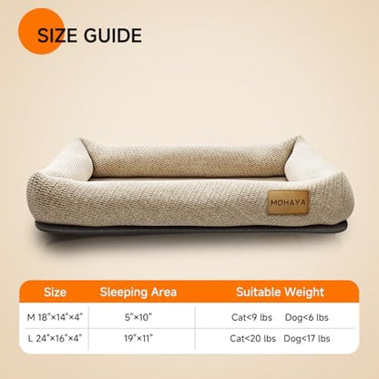 MOHAYA Jute Pet Bed-L, 2-in-1 Small Dog Bed & Scratch Pad – Breathable Jute & Cotton Dual-Layer Design, Eco-Friendly Lounger with Cooling Comfort for Summer – Washable, Durable, Non-Slip Base