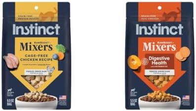 Instinct Freeze Dried Mixers, Cat Food Toppers, Chicken 6 oz. + Digestive Health 5.5 oz. Bundle