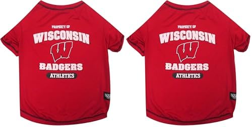 Pets First NCAA Wisconsin Badgers Dog T-Shirt, X-Small (Pack of 2)