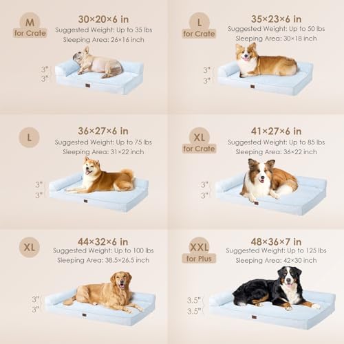 EHEYCIGA Orthopedic Dog Bed, Medium Memory Foam Dog Bed, Washblue