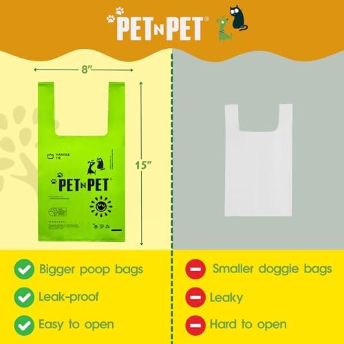 Pet N Pet Poop Bags for Dogs, 200 Count, Unscented, Tie Handles Thick