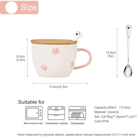 BigNoseDeer Kawaii Cat Mug with 3D Kitty Inside Cute Mugs Ceramic Tea Cup Coffee Mug Gifts for Women Girlfriend Kids White Elephant Gifts (13oz)