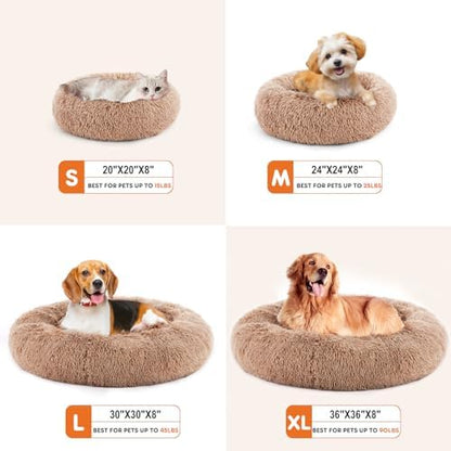 Dog & Cat Bed for Indoor Cats Calming Donut Bed Puppy Kitten Washable Round Fluffy Pet for Small Medium Dogs and Cats