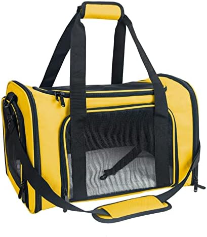 Soft Sided Carrier for Small Medium Cats Dogs,Removable Pad Collapsible Travel Pet Carrier Large Yellow