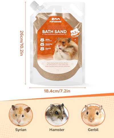 Hamster Bath Sand, 35oz Natural Desert Sand for Gerbil & Syrian Mice, Brown