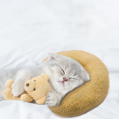 Andiker Pillows for Cats, U Shape Soft Fluffy Kitten Pillow to Lay On Cat Bed Pillow Ultra Soft Pet Pillow for Cat Fluffy Cats Pillows for Indoor Cats and Puppies to Improve Sleep Quality (Yellow)