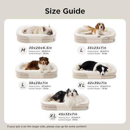 Bedsure XL 360°Oval Bolster Orthopedic Dog Beds Large Sized Dog,42" Beige