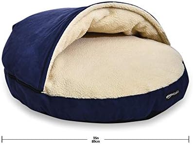 AmazonBasics Pet Cave Bed for Dogs and Cats, with Removable Nesting Cave Cover, Fits up to 30lbs Pets, 35 x 35 x 13 inches, Blue