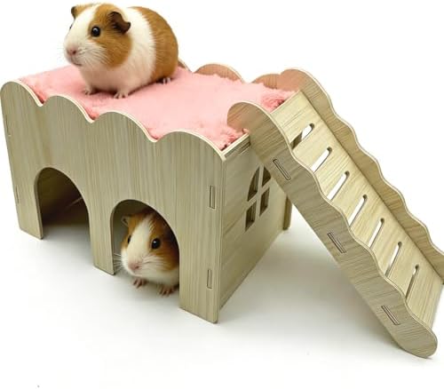 Small Guinea Pig Hideout Hamster Wood House Platform Rat Hides