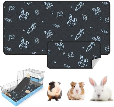 Washable Guinea Pig Bedding for 2 Story Guinea Pig Cages, Fast Absorption Reusable Guinea Pig Cage Liner, No Shrunk, Anti-Slip Bottom, Leak-Proof Pee Pad Mat, 12” x 24” & 24” x 48” (Navy)