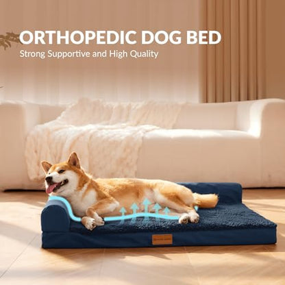 Patas Lague Orthopedic Large Dog Bed Washable Pet Sofa Bed 36X24 Navy Blue