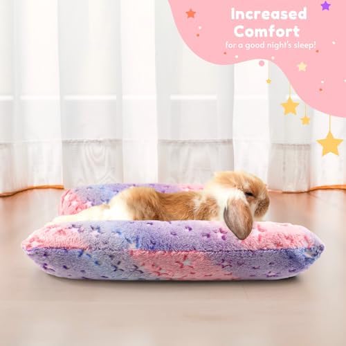 Rabbit Bed with Pillows, Dual-Sided 17"x15" Washable Lounger Pad