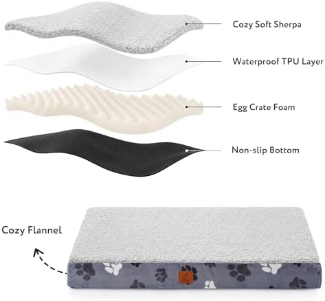 Orthopedic Pet Beds for Large Sized Dog 41x27 Inch Dark Grey