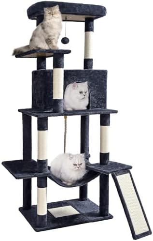 ABCPET 63" Multi-Level Cat Tree Tower for Indoor Cats, Dark Grey