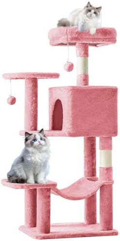 DUMOS Small 44 Inch Cat Tree Tower with Natural Sisal Scratching Posts