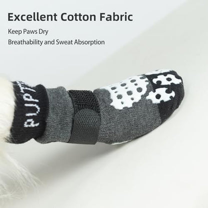 PUPTECK Anti-Slip Dog Socks with Double Sides Grips for Small Medium Large Dogs Hardwood Floors Prevents Licking, Dog Shoes for Hot Pavement Traction Control Paw Protector for Senior Dogs, Grey XL