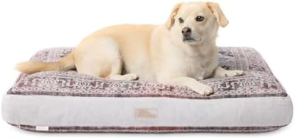 Town & Country Everyday CuddleTown Medallion Everwash® Pillow Pet Bed, Water Repellent Floor Pillow, Machine Washable Cover, Soft & Calming, Red/Greige, Medium 36"x28"x4"