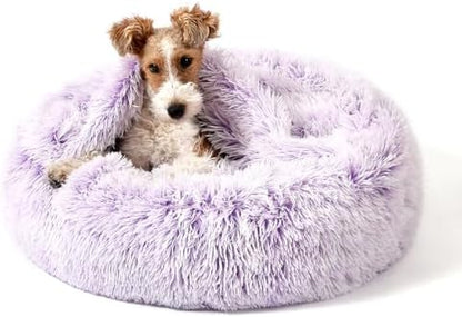NOYAL Calming Donut Dog Bed, Hooded Cave with Blanket