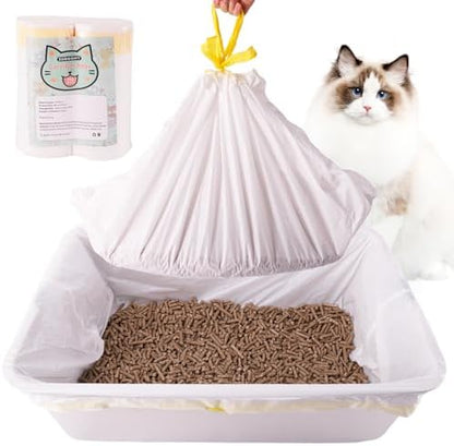 Litter Box Liners 20 Count, 37" x 18" Jumbo 3MIL Thicken Cat Litter Bags Tear Resistant Disposable Cat Litter Liners for XL Stainless Steel Litter Box and Other Suitable Size Litter Box