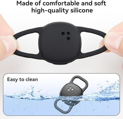 DDJ 2-Pack Cat Collar Case for Life360 Tile Sticker (Smallest Tracker)–NOT for Tile Mate/Pro–Silicone Protective Holder for Dog/Pet Collar, Ultra Durable, Easy Installation, Lightweight, Black