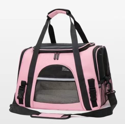 Pink Soft-Sided Cat Carrier, Airline Approved Pets Carrier for Big Cats & Small Dogs, Soft Kitten Travel Bag with Mesh Windows, Animal Carrier Up to 15 Lbs (Pink, Small)