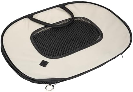 SportPet Designs Pop Open Cat Carrier, Soft-Sided Collapsible Travel Carrier for Cats up to 15 lbs, Lightweight Portable Design with Mesh Ventilation & Secure Zippers, Tan