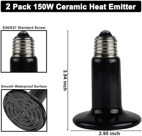 DXOPHIEX 15 inch Dual Reptile Light Fixture Reptile Heat Lamp