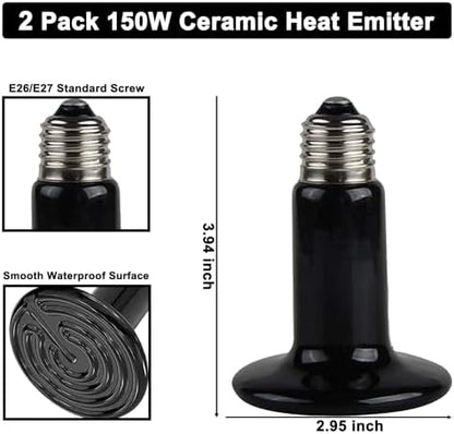 DXOPHIEX 15 inch Dual Reptile Light Fixture Reptile Heat Lamp