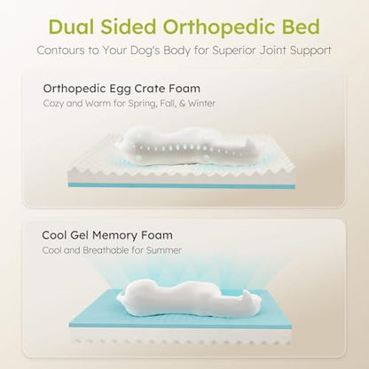 CWAWZ Jumbo Dog Bed for Extra Large Dogs, Orthopedic Dog Bed with Cooling Gel Memory Foam, Waterproof Pet Bed with Removable Washable Cover, 45" Pet Sofa Couch Dutch Velvet with Bone Toy, Black
