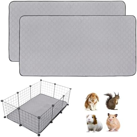 2Pack Guinea Pig Cage Liners, 28''X42'' Washable Guinea Pig Pee Pads, Non Slip Reusable Super Absorbent Guinea Pig Training Mat Bedding Fleece for Small Animals Hamster Rabbit Chinchilla Rat