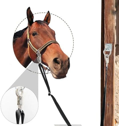 Cross Ties for Horse, 4 Pack Adjustable Nylon Cross Ties Horse Trailer Tie with Panic Snap and Bull Snap,Adjustable Length from 44.5-78.5 Inch,Black