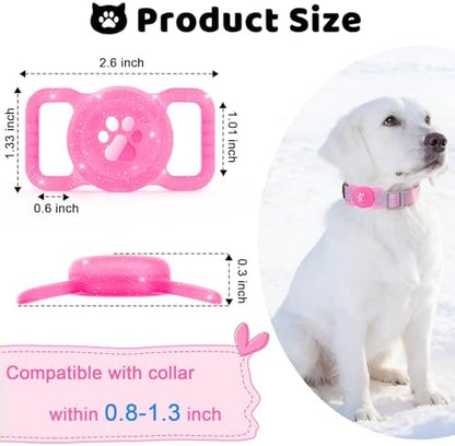 SANKALA Luminous Airtag Dog Collar Holder, Pink Glitter, 1 Pack