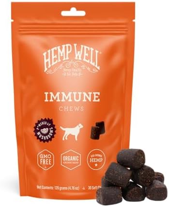 Hemp Well Immune - Allergy Support Dog Soft Chews - Long Lasting Relief for Seasonal Dog Allergies and Itching - Supports Healthy Skin and Immune System - Gut Health - Organic (30)
