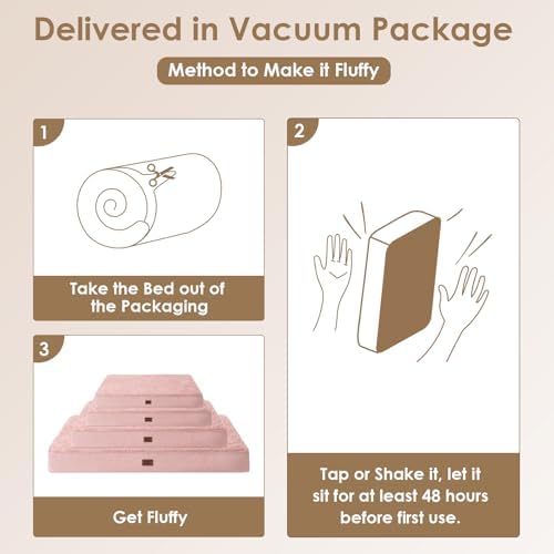 EHEYCIGA Orthopedic Dog Bed Large with Removable Washable Cover, 36IN Pink