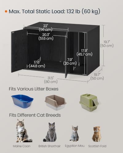 SONGMICS HOME Cat Litter Box Enclosure, Tool-Free Assembly